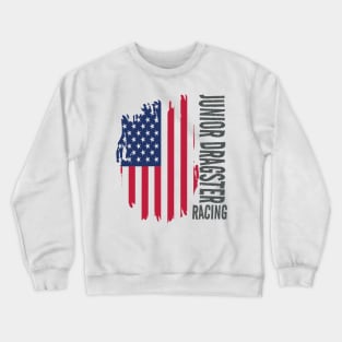 Junior Dragster Racing American Flag USA Crewneck Sweatshirt